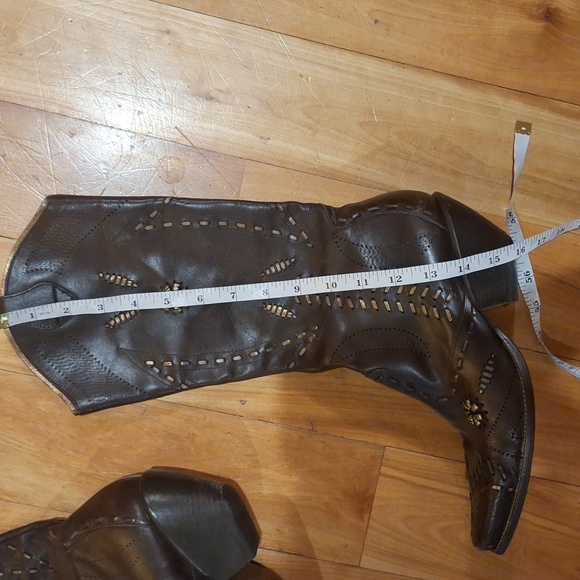 Y2K BCBGirls Brown Leather Cowboy Boots Size 8.5 B - Picture 11 of 13